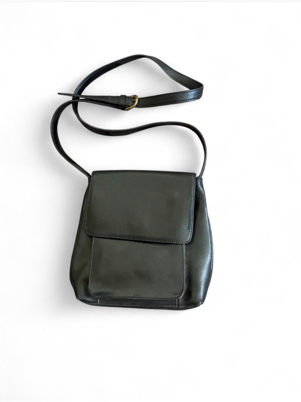Hillard & Hanson Black Leather Crossbody Shoulder Bag
